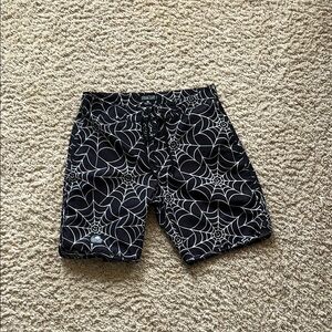 Black and White Spiderweb Shorts